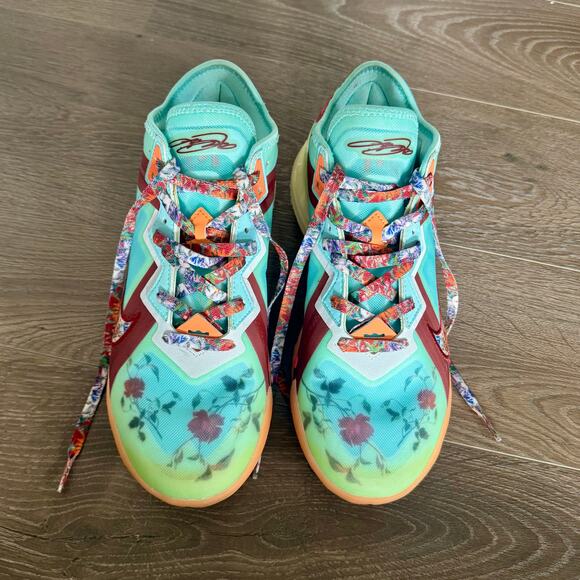 Nike x Mimi Plange LeBron 18 Low "Daughters" Sneakers Roses Teal Mens Sz 8.5 - Picture 6 of 16